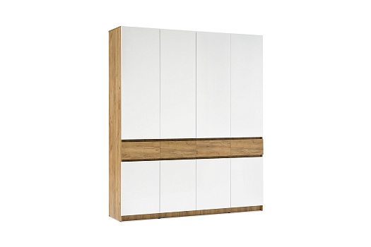 Шкаф 4-створчатый Бостон дуб крафт золотой / белый глянец