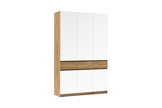 Шкаф 3-створчатый Бостон белый глянец / дуб крафт золотой