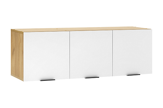 Антресоль трехдверная Бери дуб крафт золотой / белое дерево