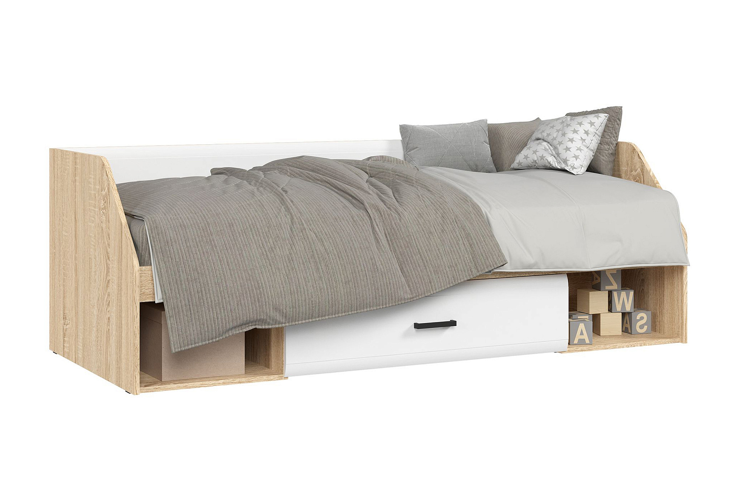 Кровать Либерти дуб сонома / белый глянец