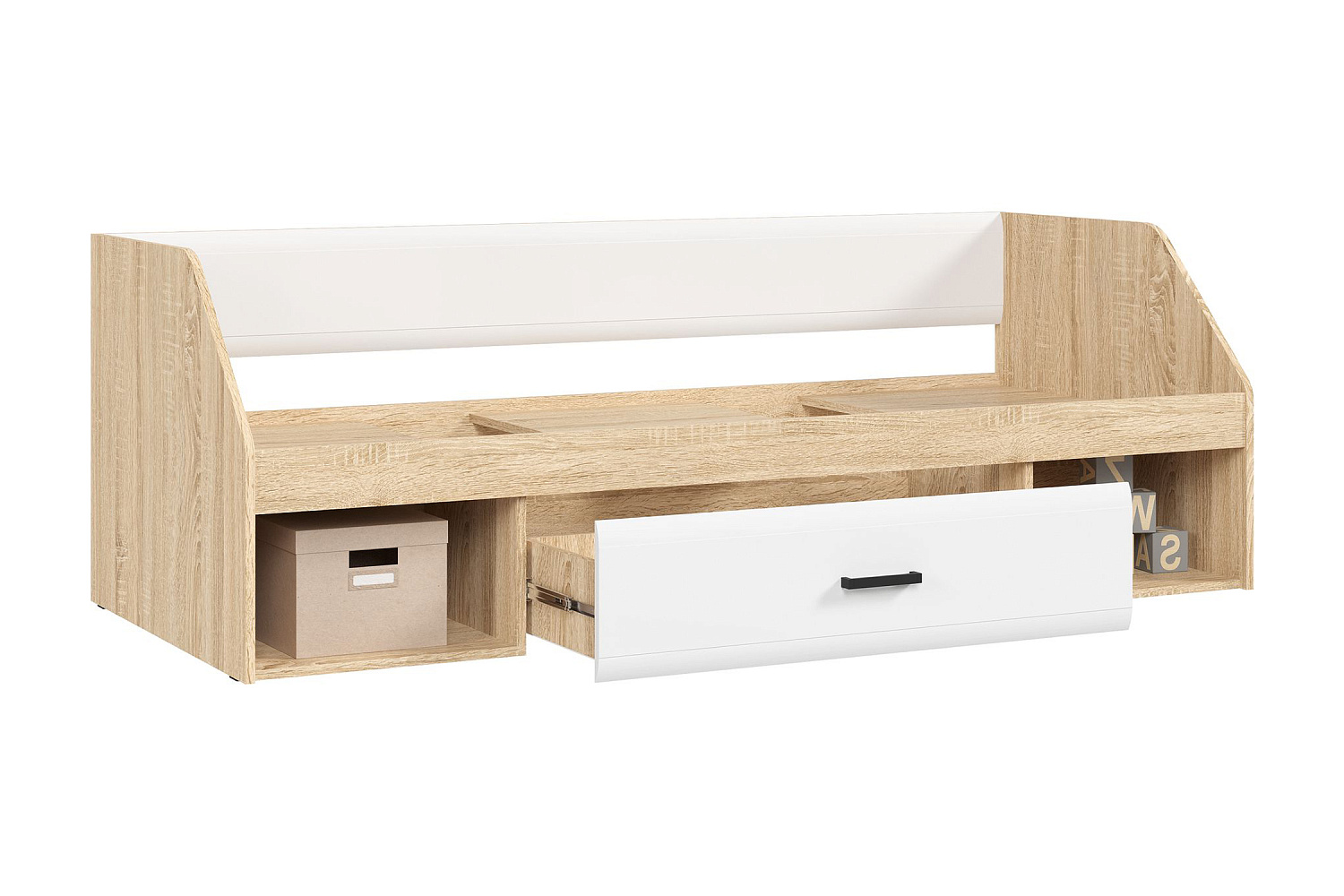 Кровать Либерти дуб сонома / белый глянец