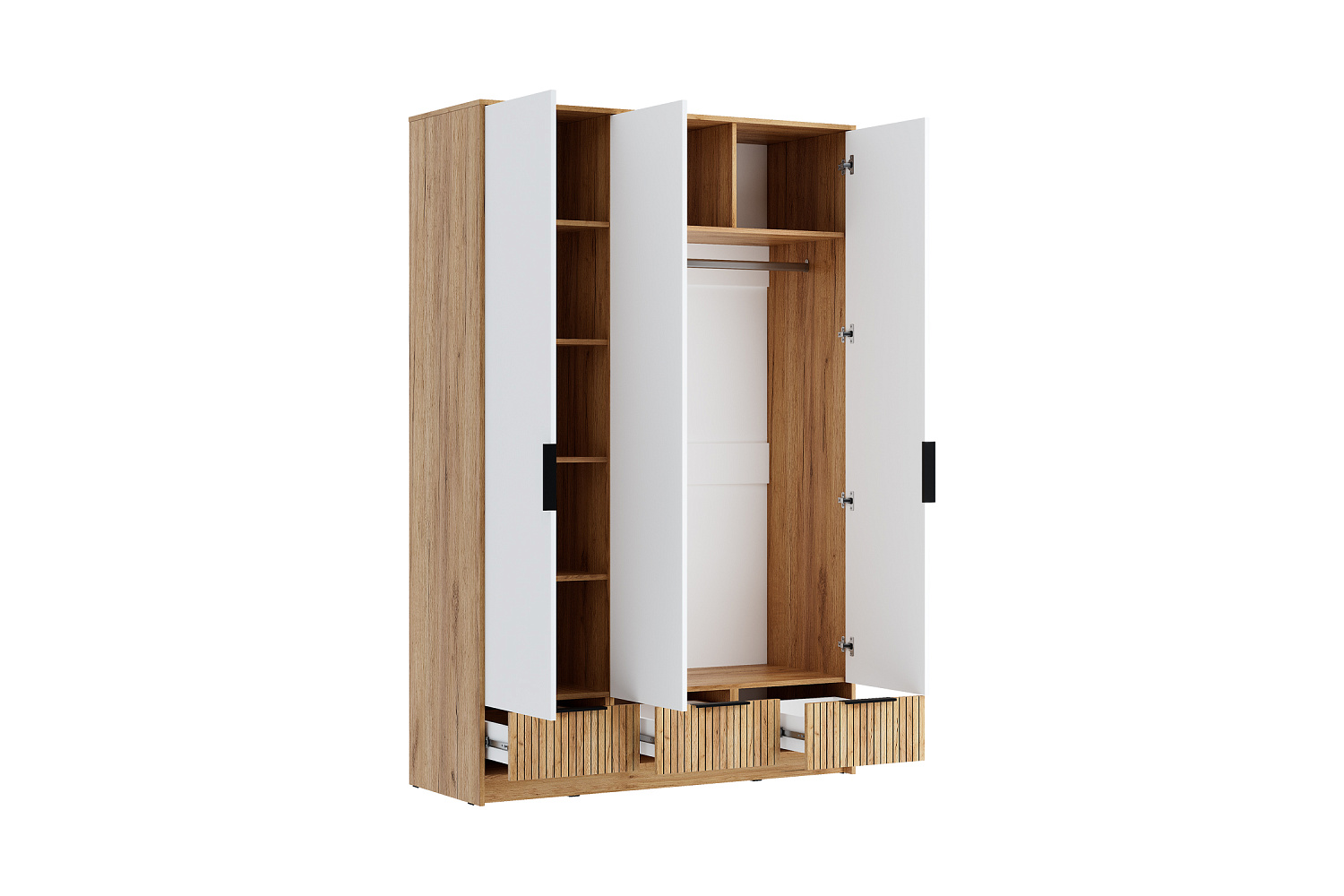 Шкаф 3-х створчатый Ивис дуб крафт золотой / белый гладкий