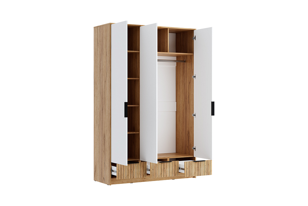 Шкаф 3-х створчатый Ивис дуб крафт золотой / белый гладкий