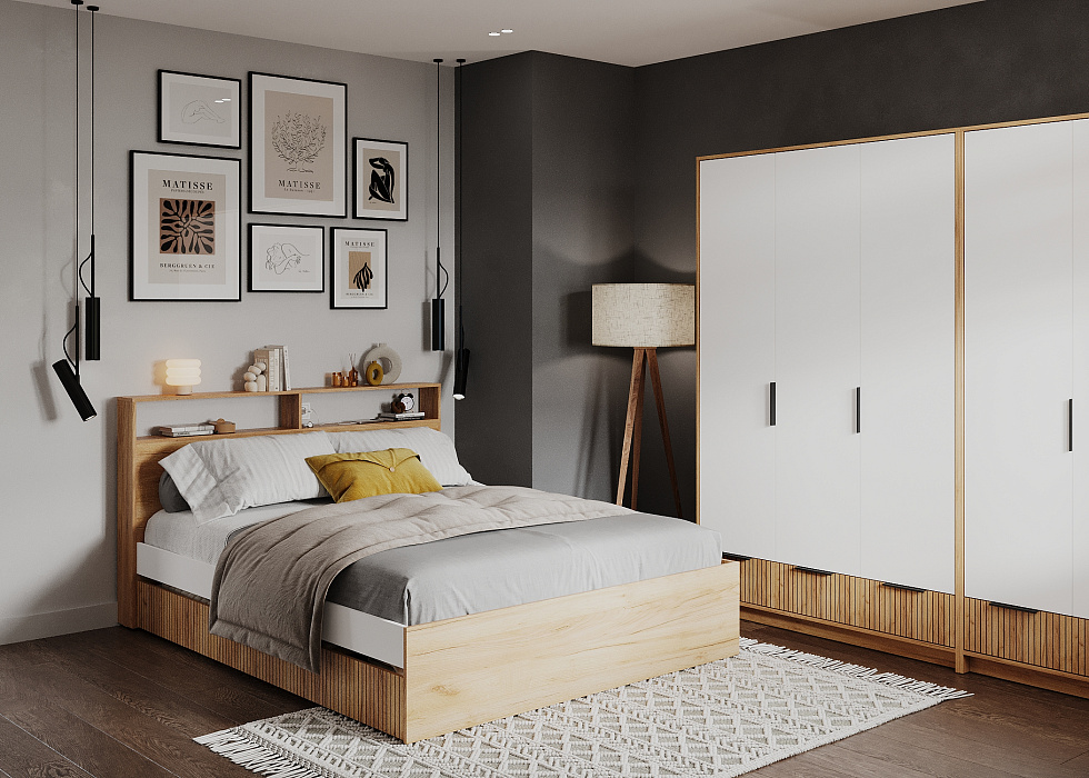 Шкаф 3-х створчатый Ивис дуб крафт золотой / белый гладкий