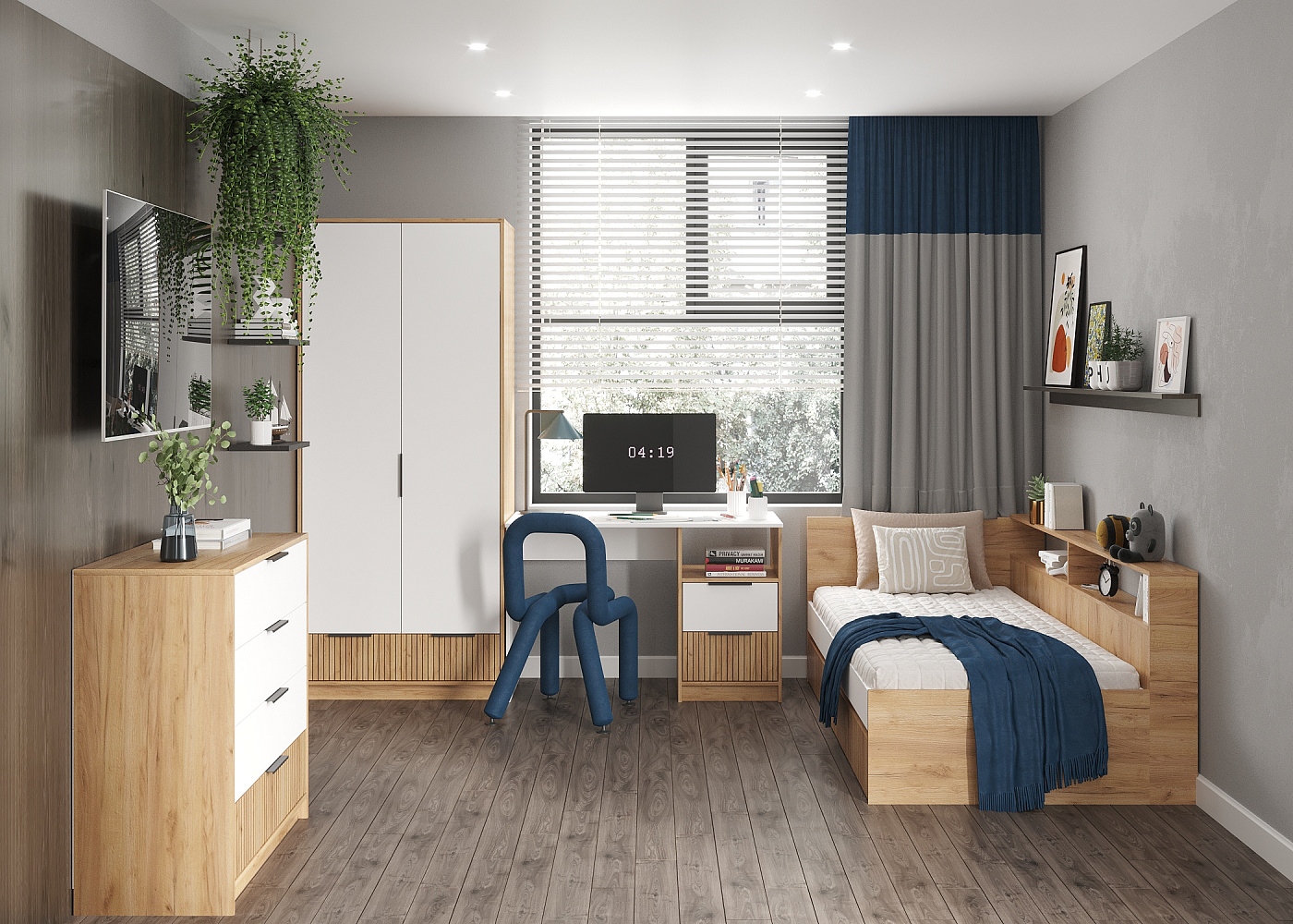 Модульная спальня Ивис дуб крафт золотой / белый гладкий