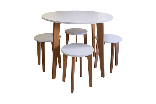 Стол Шато с табуретами белый