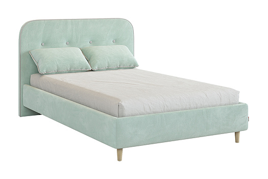 Кровать односпальная Лео велюр мята / галька