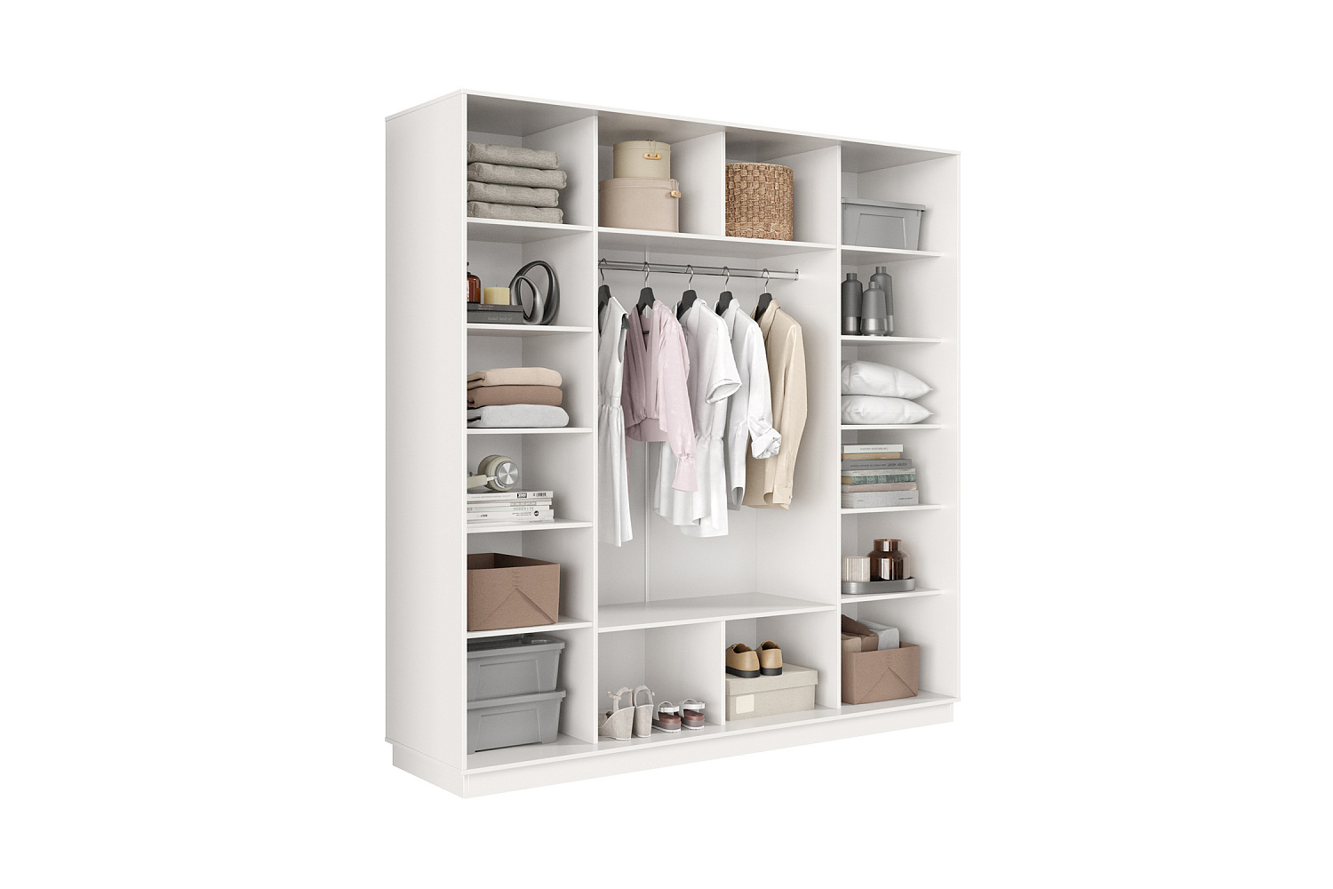 Шкаф-купе трёхдверный Приор с 1 зеркалом белый