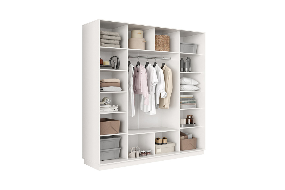 Шкаф-купе трёхдверный Приор с 1 зеркалом белый