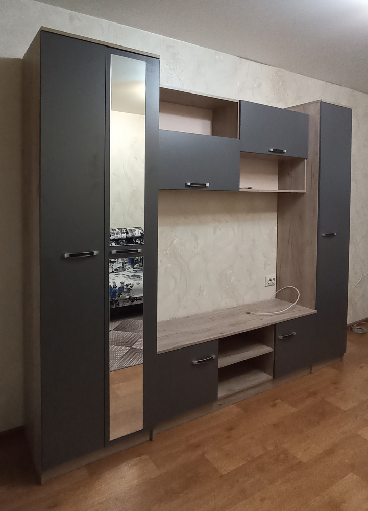 Гостиная Герда дуб крафт серый / серый графит