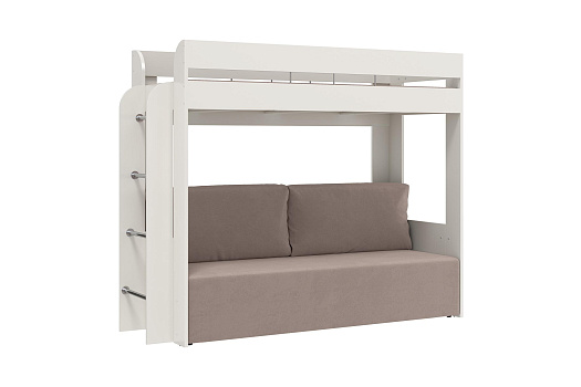 Кровать детская двухъярусная с диван-кроватью Немо бежевый / белый