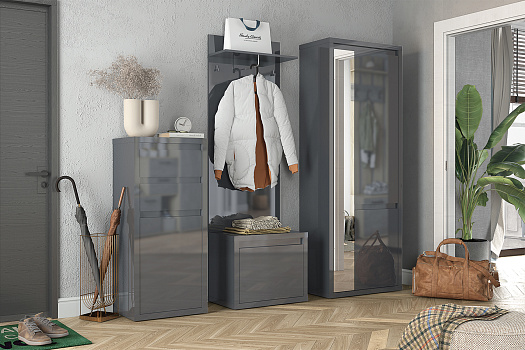 Модульная прихожая Норден серый глянец