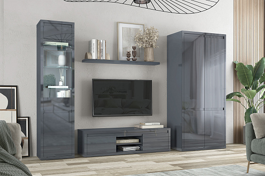 Модульная гостиная Норден серый глянец