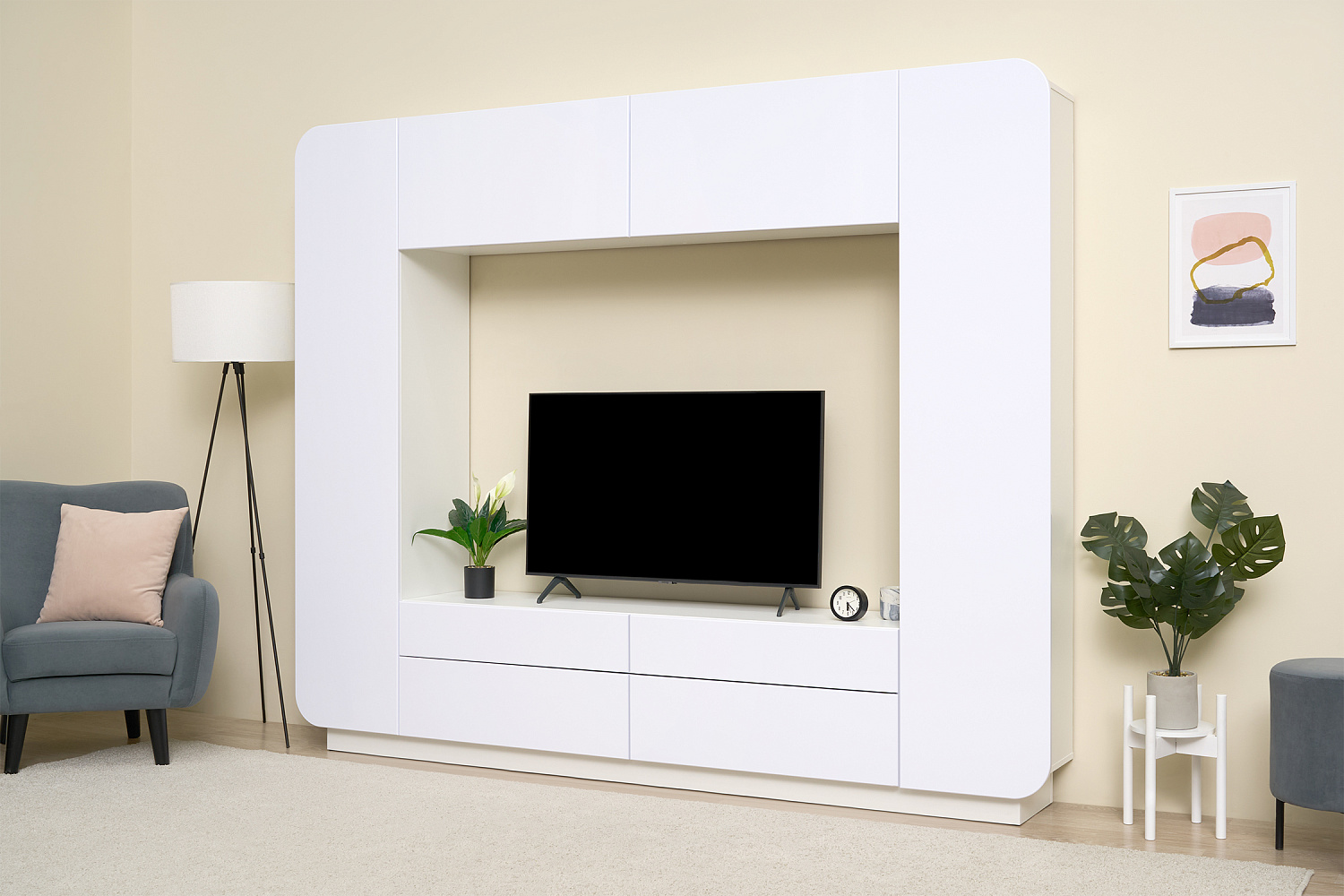 Стенка Лаванда-2 белый / белый глянец