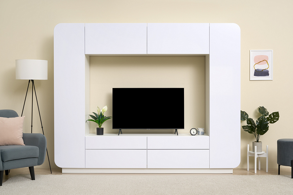 Стенка Лаванда-2 белый / белый глянец