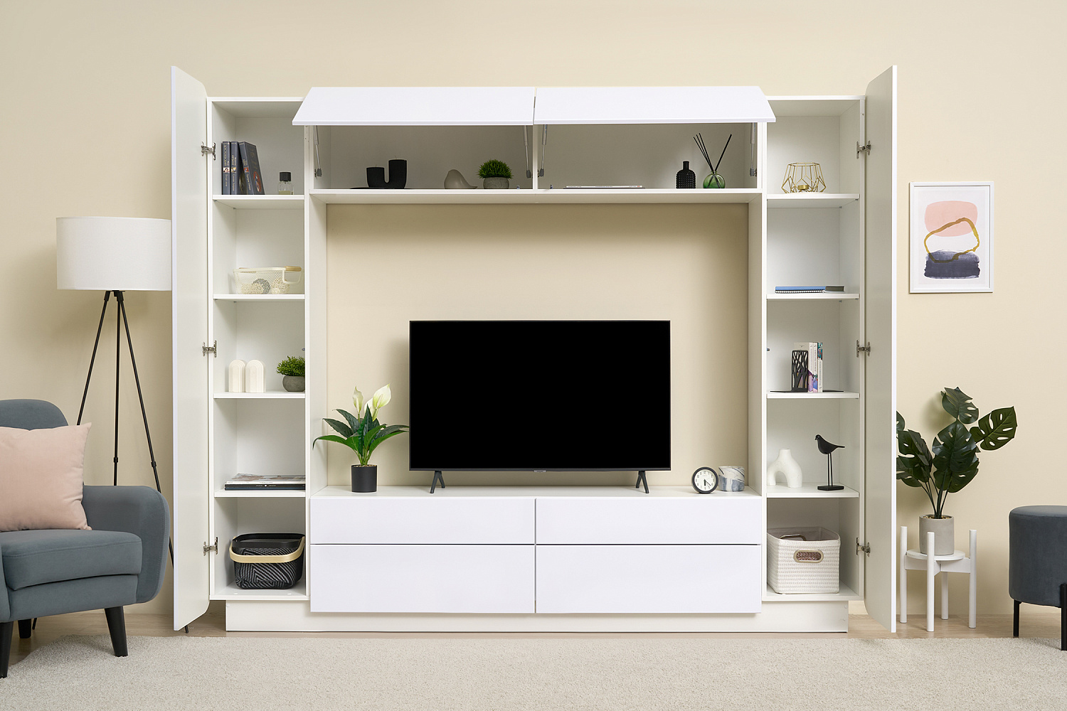 Стенка Лаванда-2 белый / белый глянец