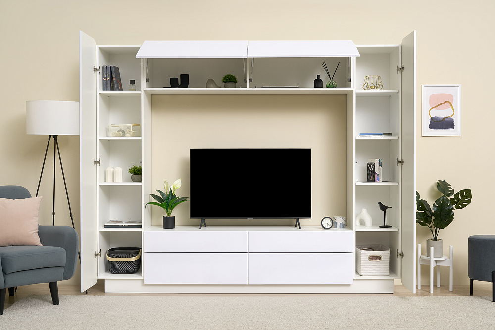 Стенка Лаванда-2 белый / белый глянец