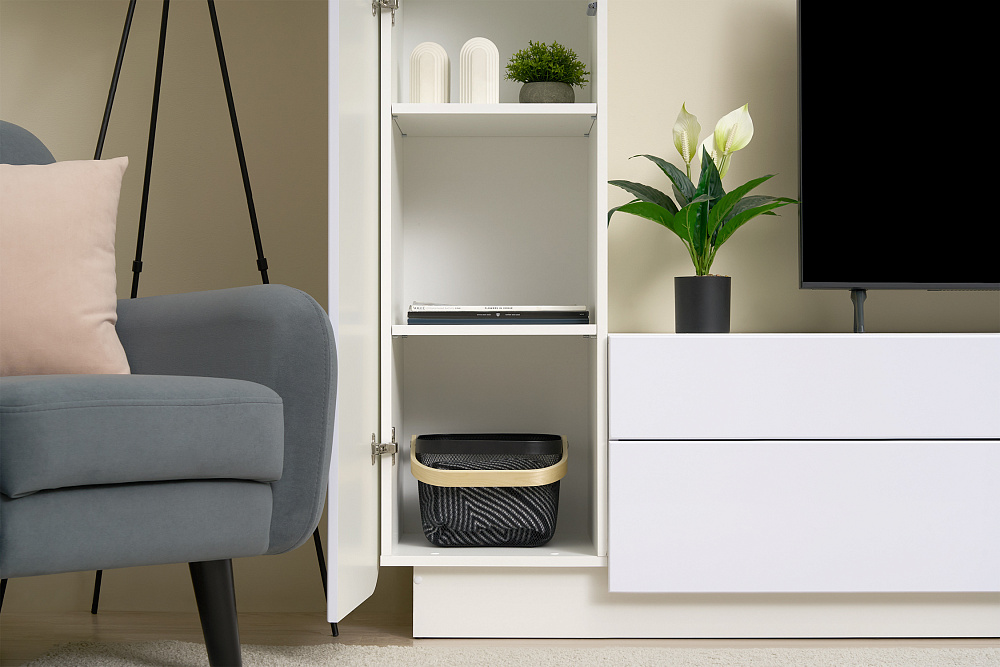 Стенка Лаванда-2 белый / белый глянец