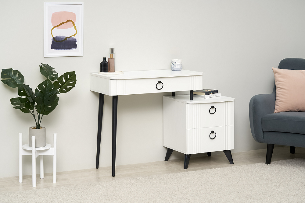 Туалетный столик Ева белое дерево / белый матовый