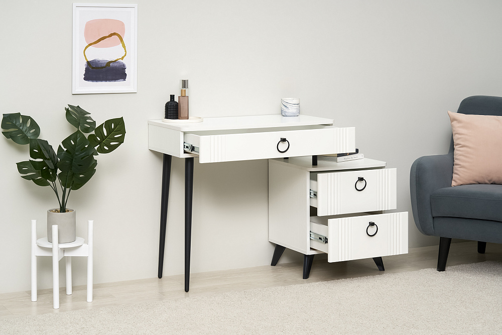 Туалетный столик Ева белое дерево / белый матовый