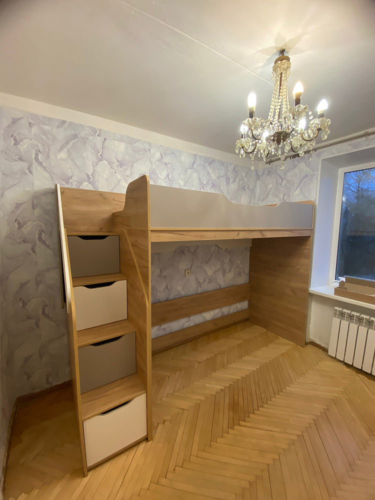 Кровать-чердак Rich дуб крафт золотой / кенди / сумеречный голубой