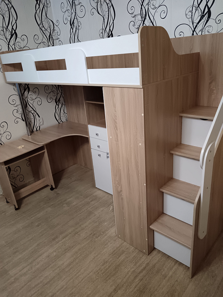 Кровать-чердак Мийа А венге / дуб молочный