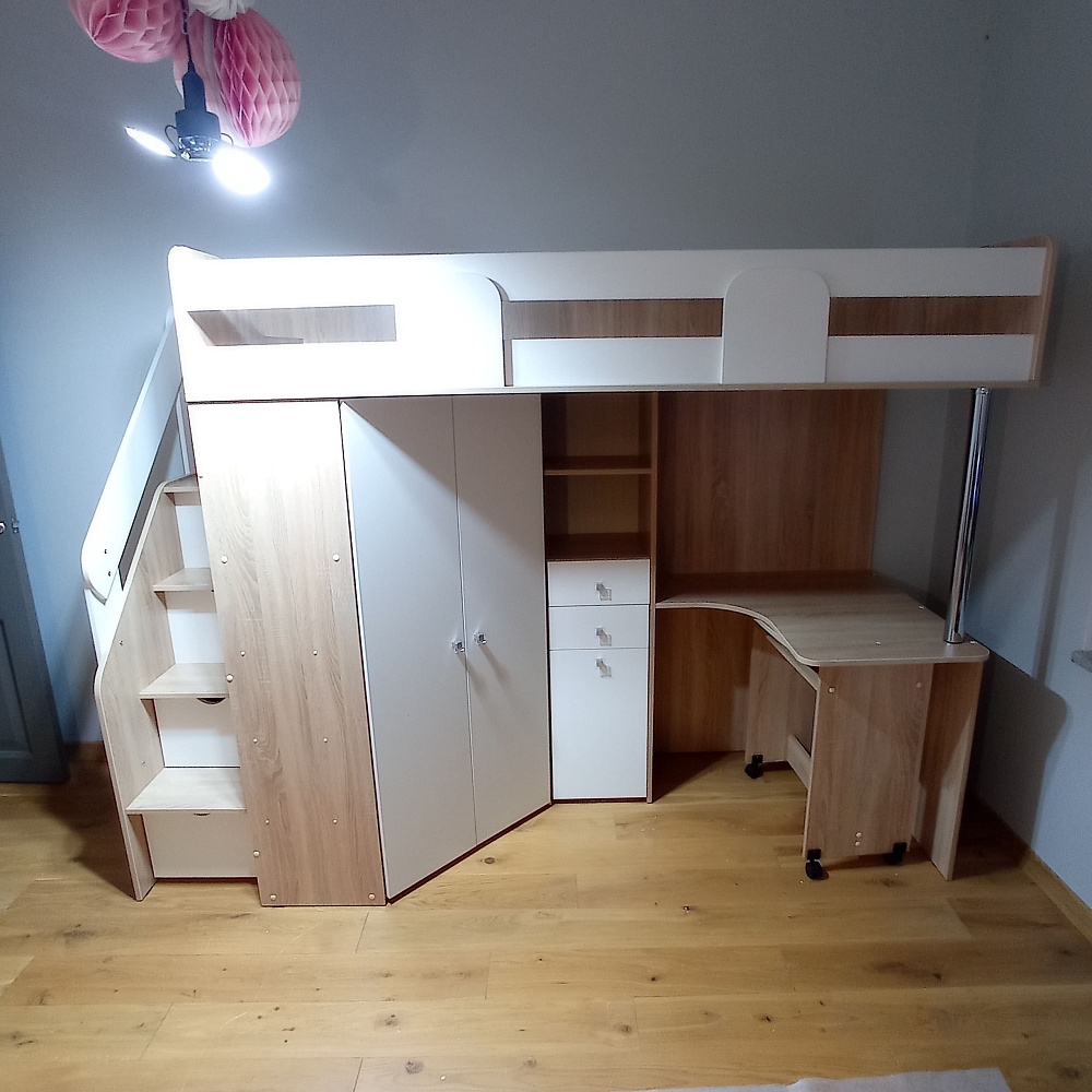 Кровать-чердак Мийа А венге / дуб молочный