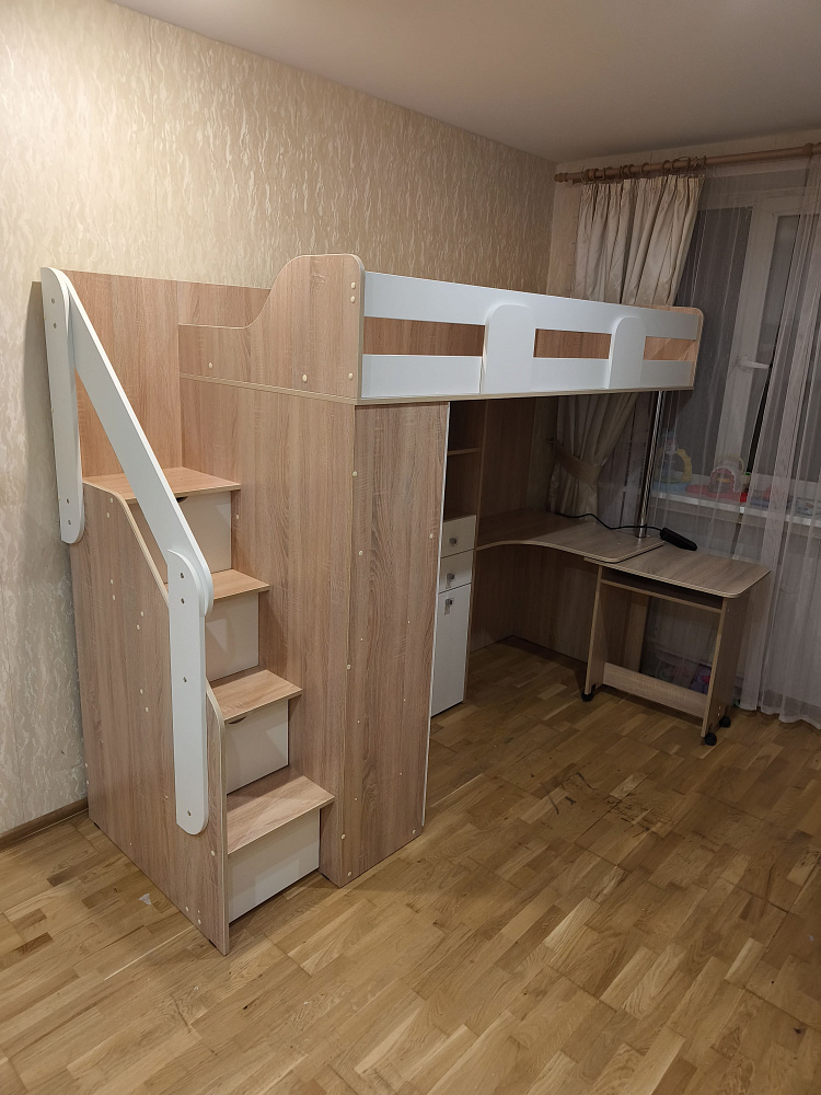 Кровать-чердак Мийа А венге / дуб молочный