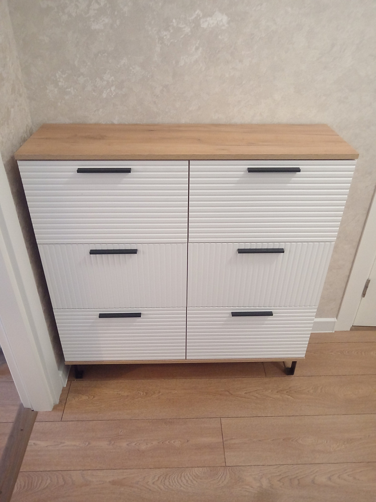 Обувница Флэш дуб крафт / браш вайт 