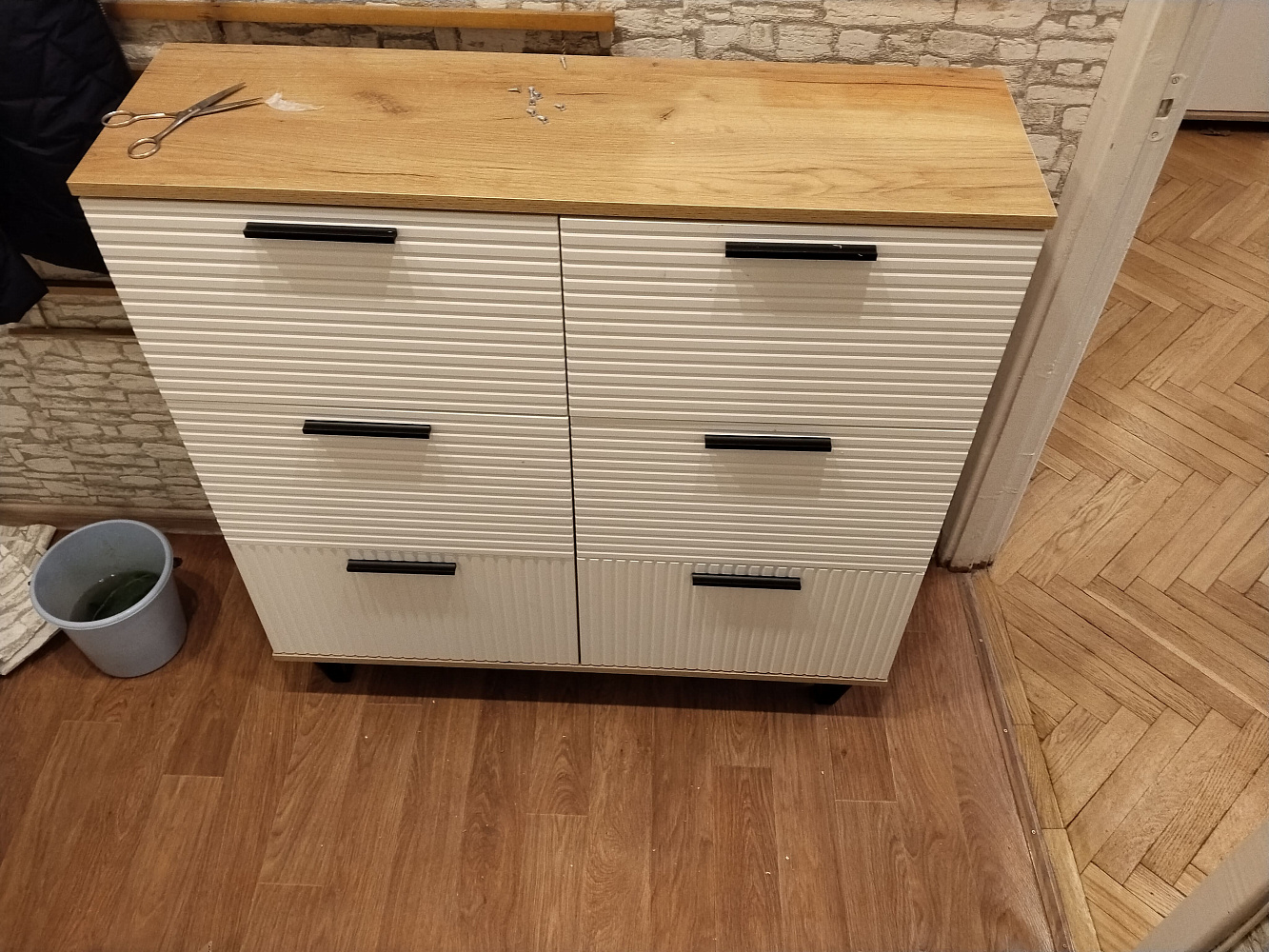 Обувница Флэш дуб крафт / браш вайт 