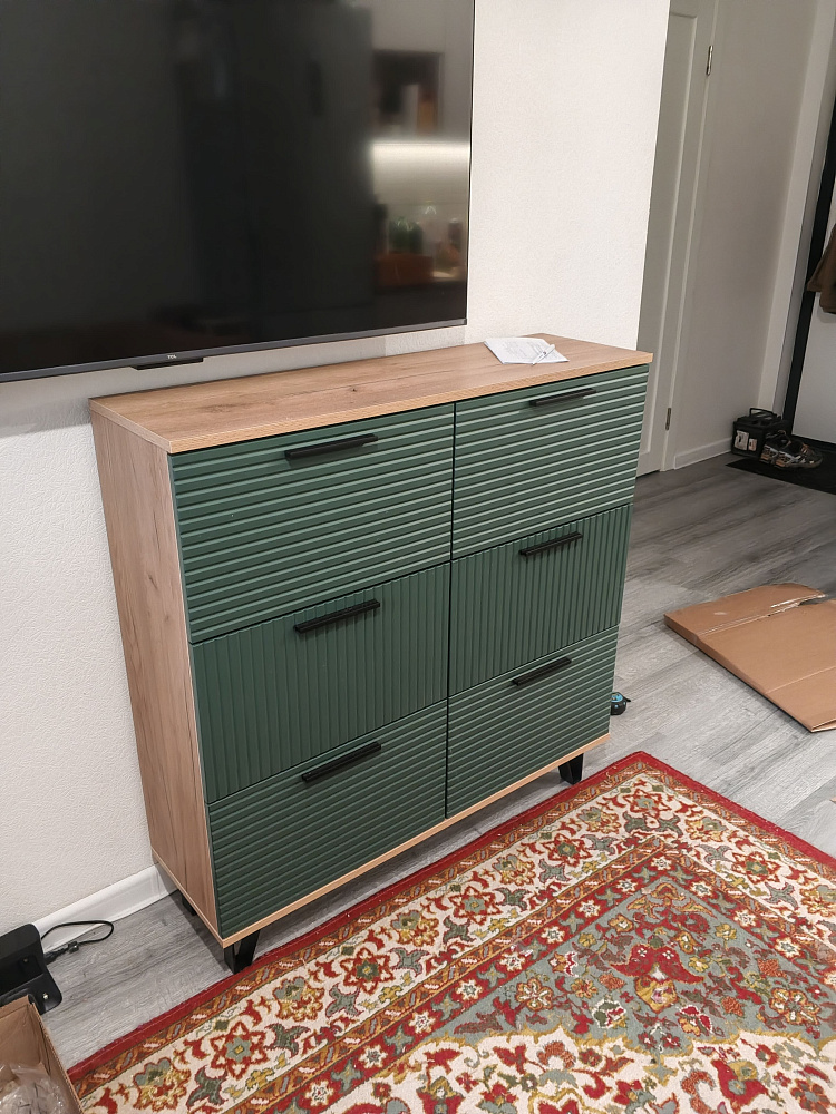 Обувница Флэш дуб крафт / браш вайт 