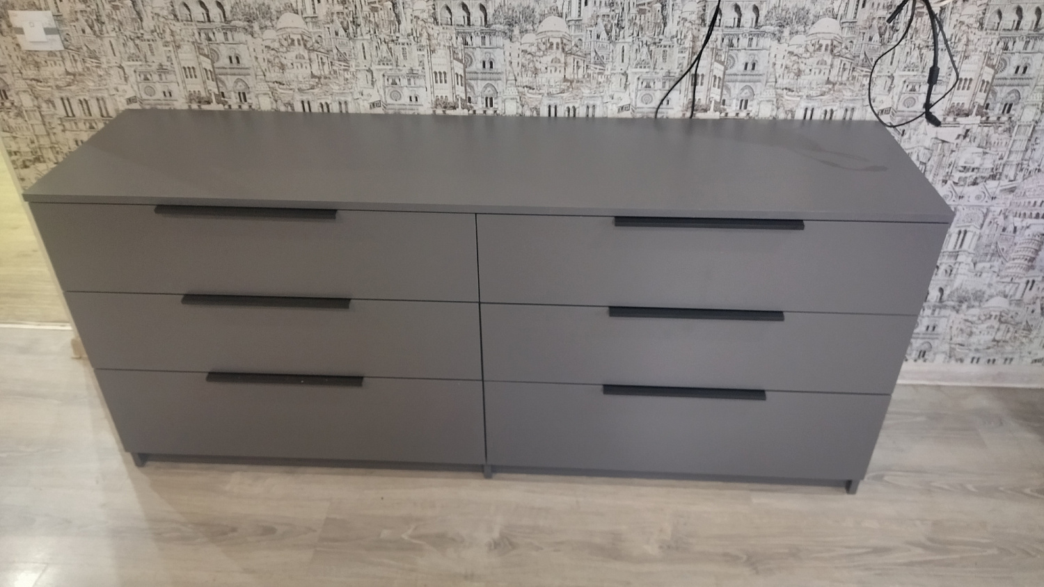 Комод с 6-ю ящиками Тивина белый текстурный