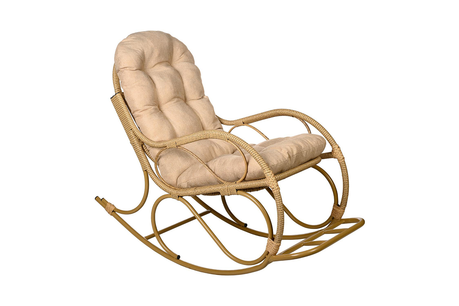 Кресло-качалка с подножкой бамбук / бежевый