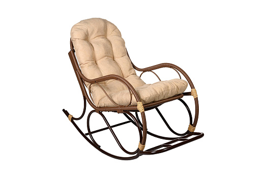 Кресло-качалка с подножкой какао / бежевый
