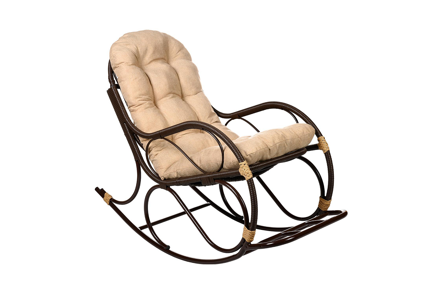 Кресло-качалка с подножкой орех / бежевый