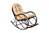 Кресло-качалка с подножкой орех / бежевый