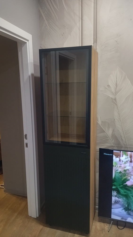 Витрина Ливенто дуб золотой / олива софт