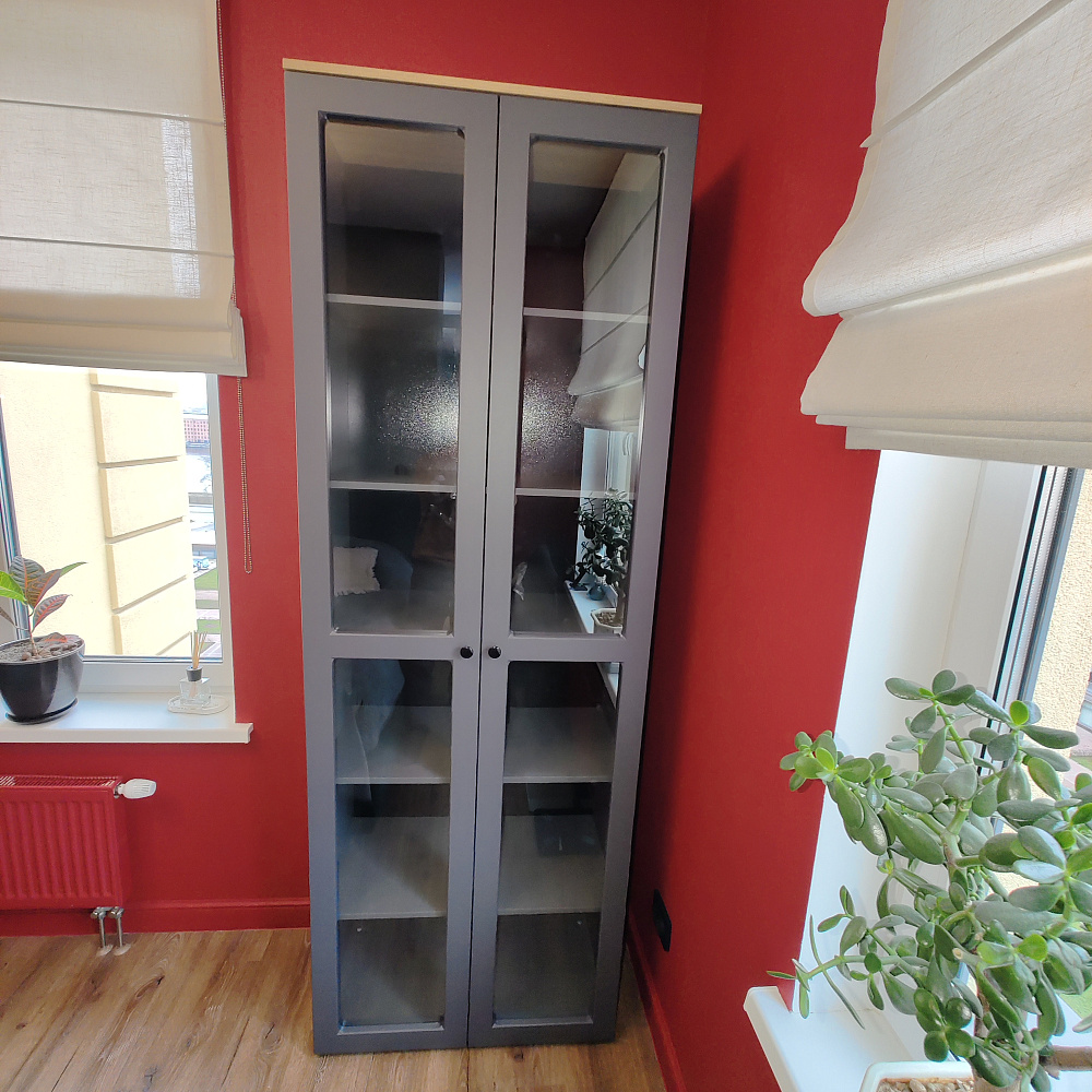 Шкаф-витрина Остин 16.394.02 белый шагрень / дуб крафт золотой