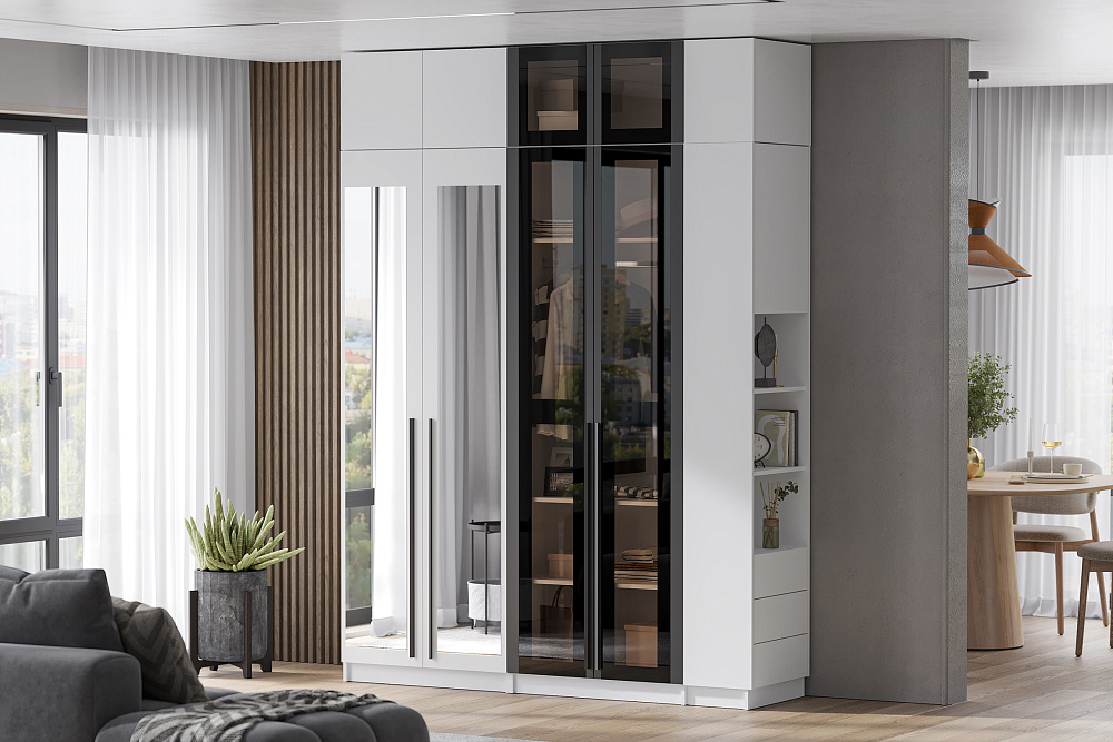 Комплект шкафов Берген №3 белое дерево / софт черный