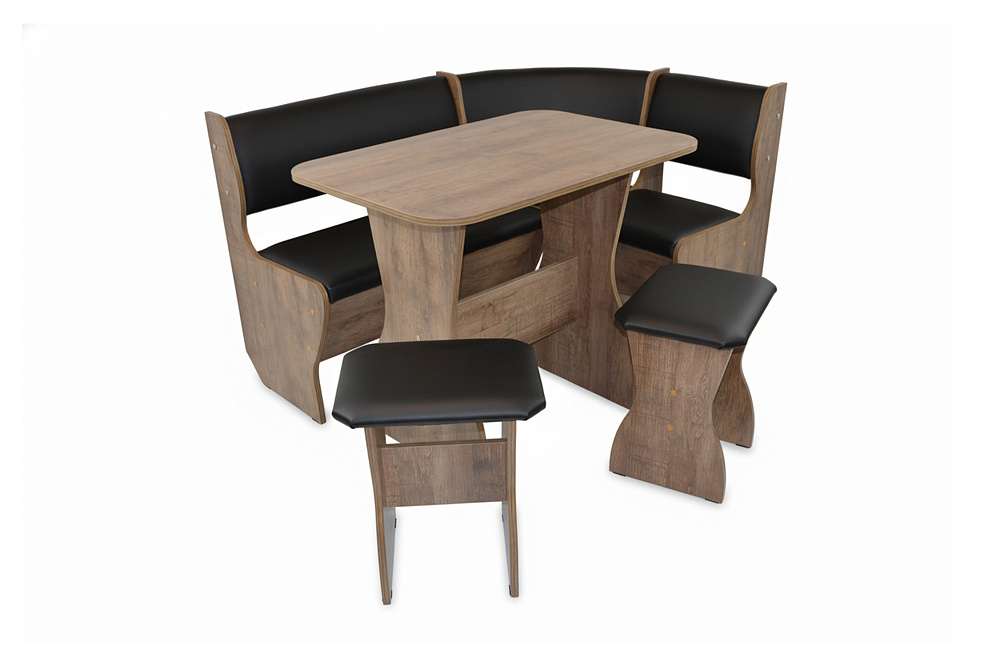 Кухонный уголок Аленка 5 дуб самдал / кожзам черный