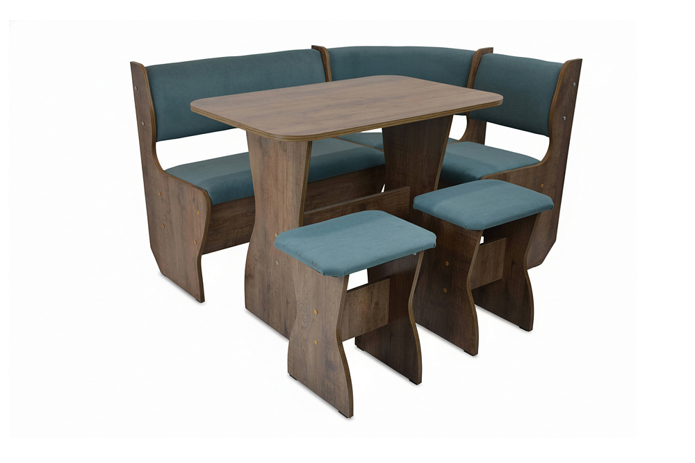 Кухонный уголок Аленка 5 дуб самдал / велюр бирюзовый