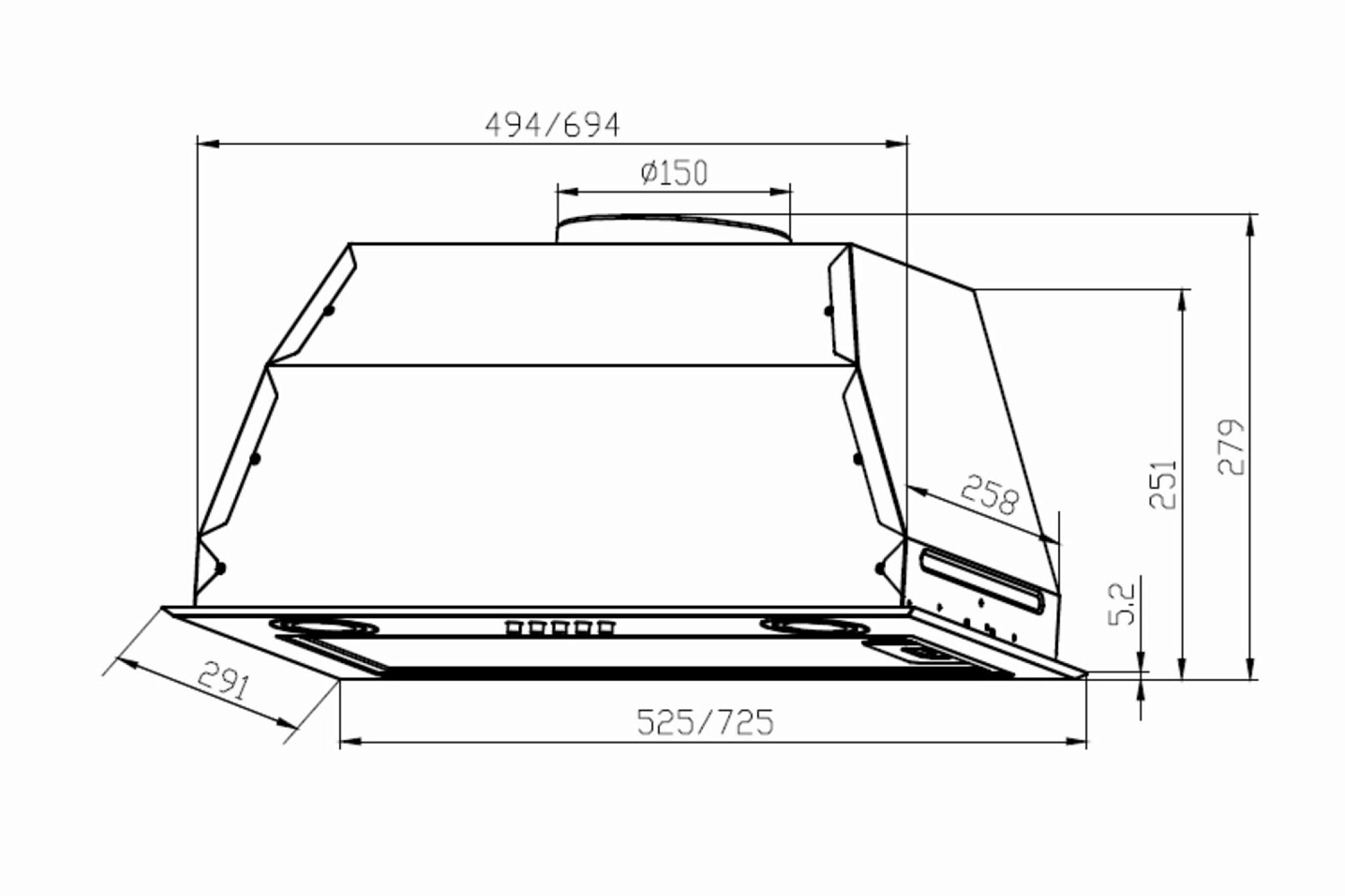 Встраиваемая вытяжка GS BLOC P 600 серая