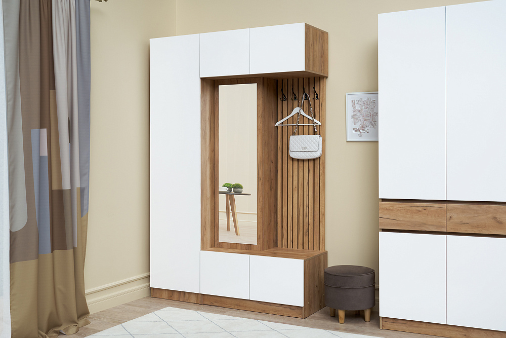 Прихожая Теллин дуб крафт / белый глянец