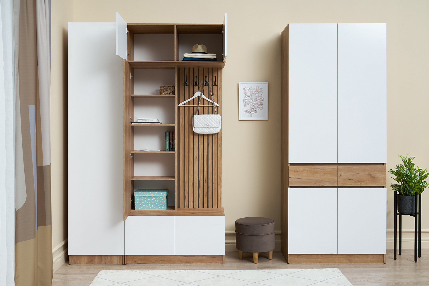 Прихожая Теллин дуб крафт / белый глянец