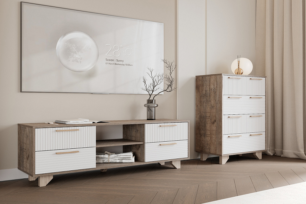 Комод Ньёрд 700.5 дуб самдал / белый софт матовый