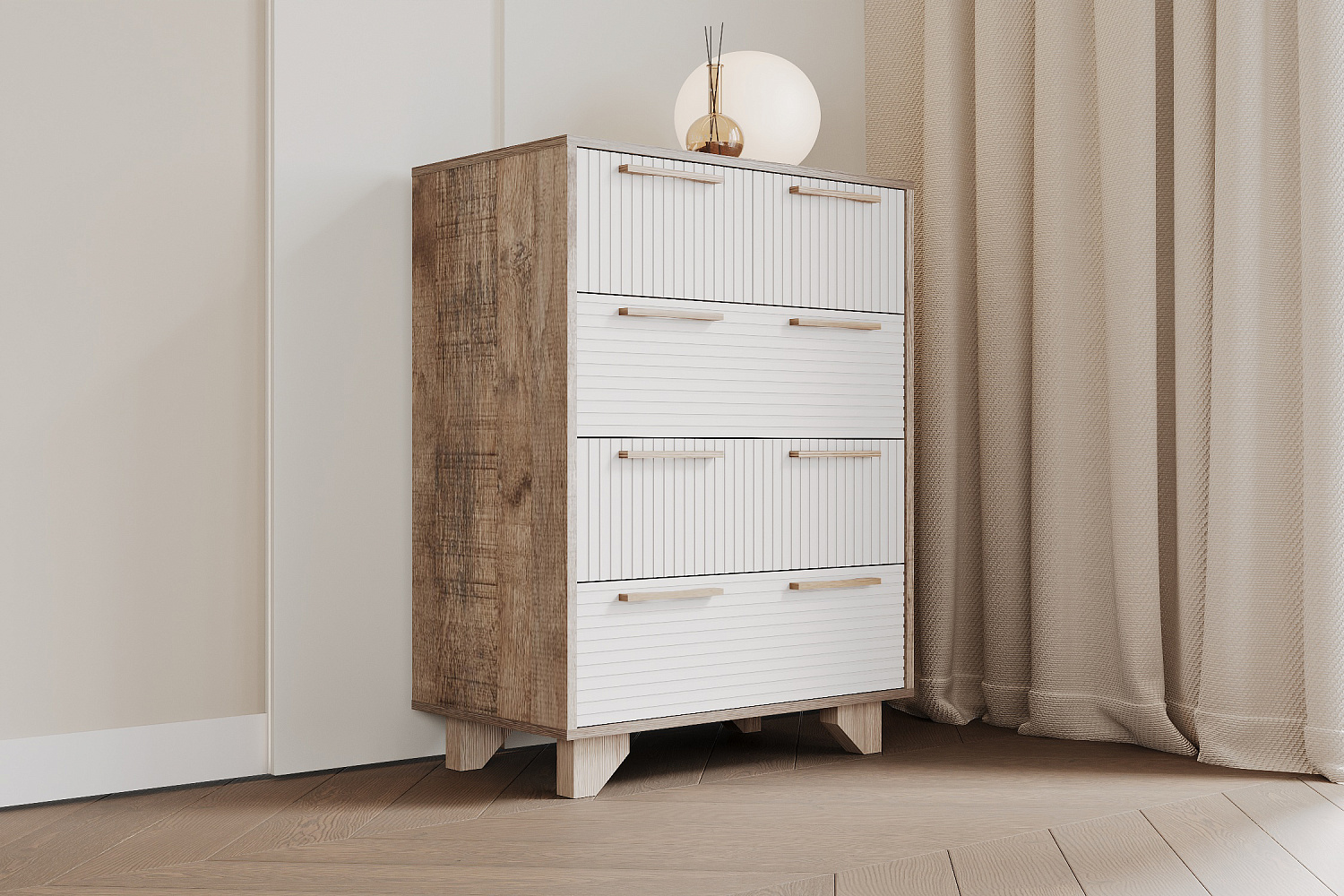Комод Ньёрд 700.5 дуб самдал / белый софт матовый