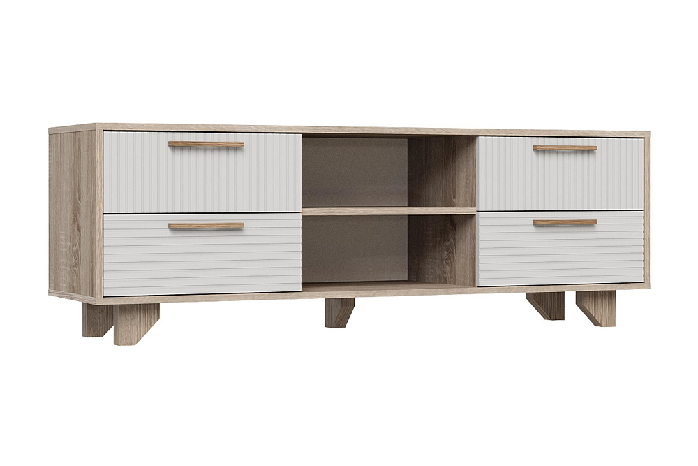 ТВ Тумба Ньёрд 1500.4 дуб сонома / белый софт матовый