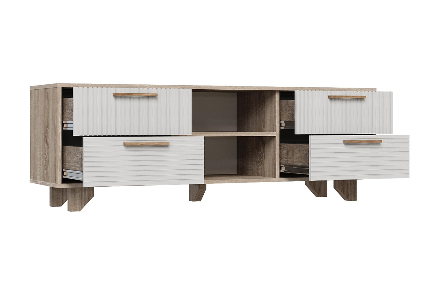 ТВ Тумба Ньёрд 1500.4 дуб сонома / белый софт матовый