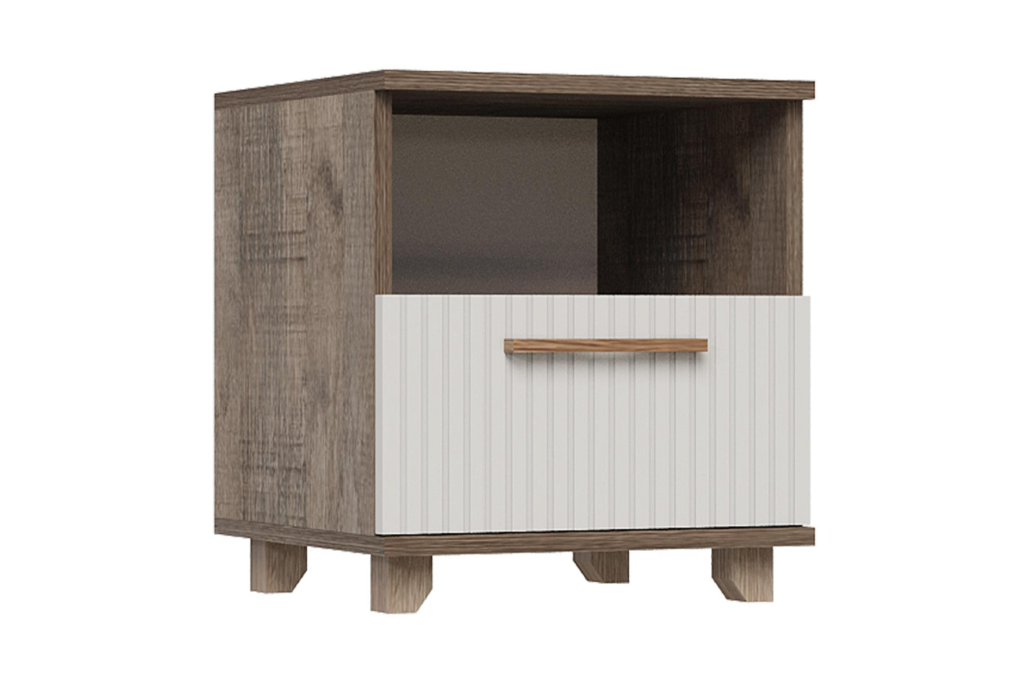 Тумба прикроватная Ньёрд с ящиком дуб самдал / белый софт матовый