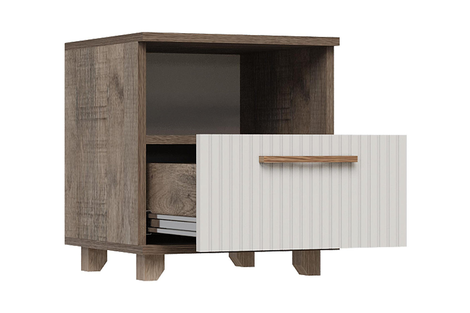 Тумба прикроватная Ньёрд с ящиком дуб самдал / белый софт матовый